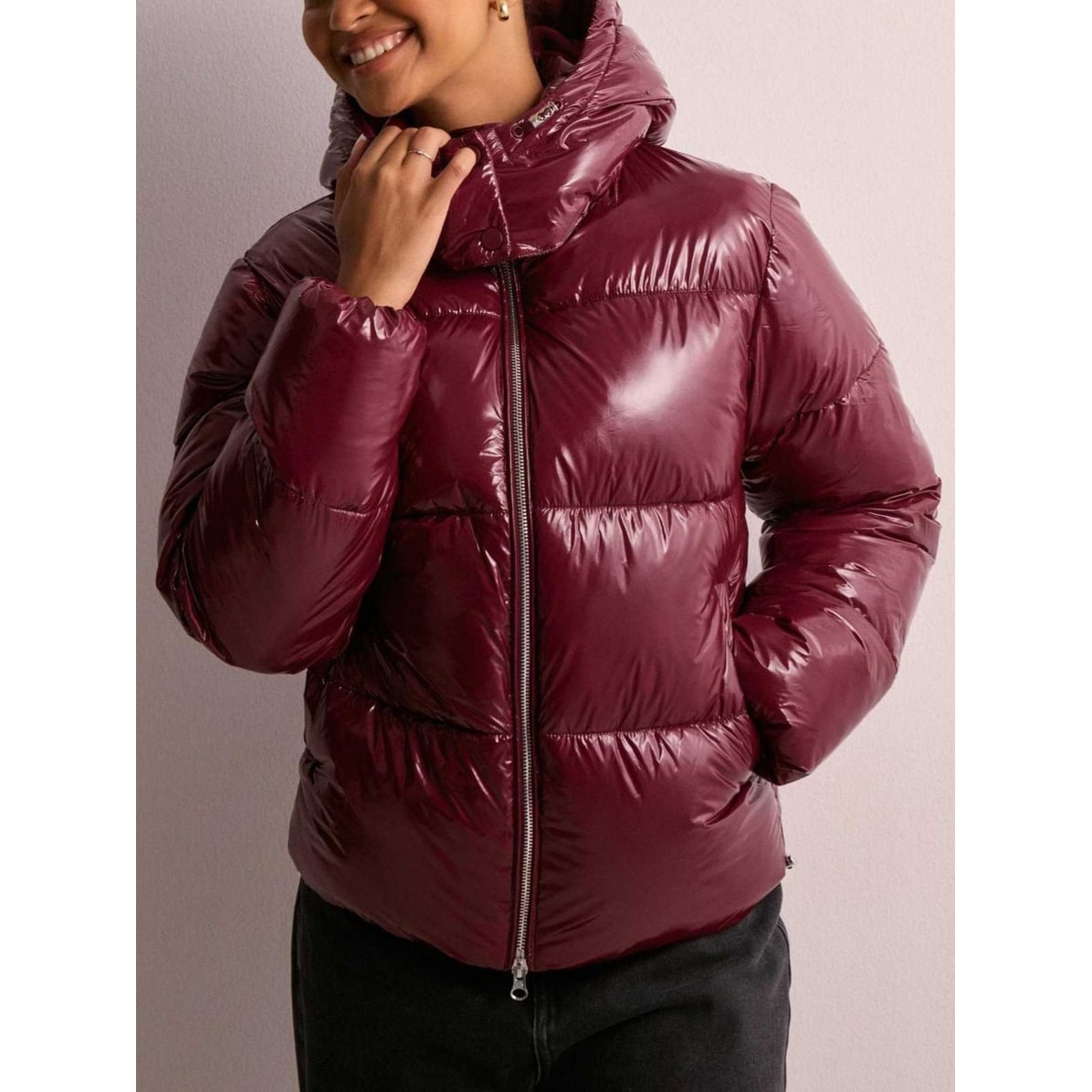 Women's Puffer Jacket Winter Quilted Hooded with Full Zip and Side Pockets - Image 8