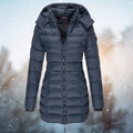 Women's Puffer Winter Coat Long Quilted with Hood and Full Zip - Image 1