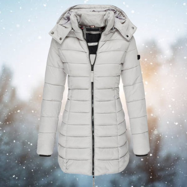 Women's Puffer Winter Coat Long Quilted with Hood and Full Zip - Image 7