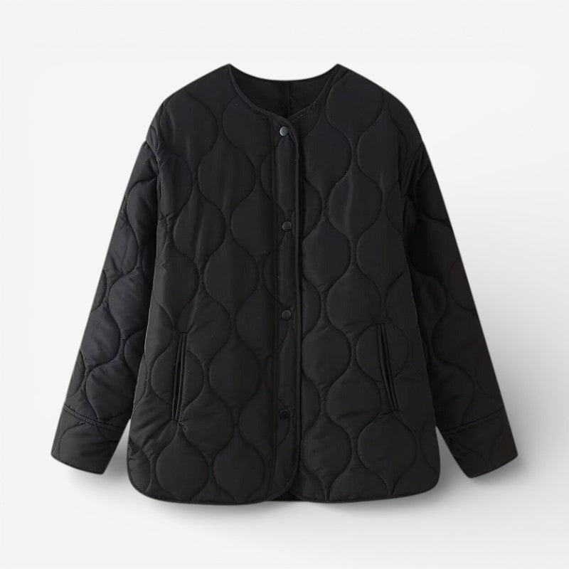 Women's Quilted Jacket with Snap Button Closure and Side Pockets - Image 2