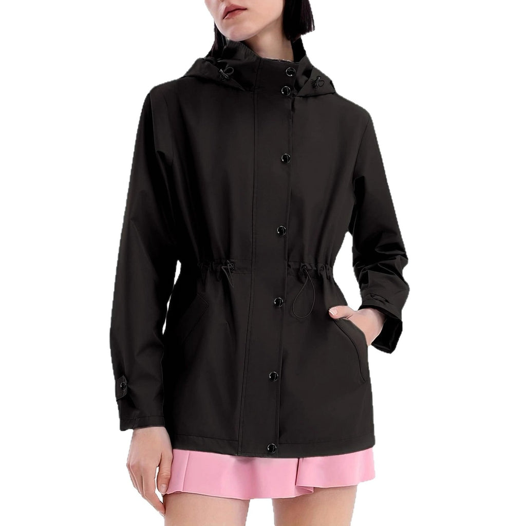 Women's Rain Jacket Windbreaker with Adjustable Hood and Drawstring Waist - Image 5