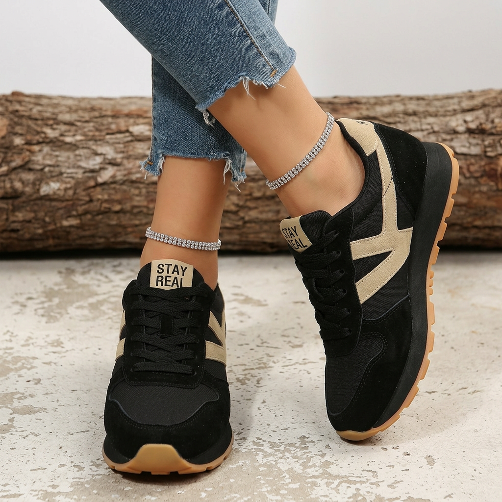 Women's Retro Running Sneakers with Lace Up Low Top Cushioned Sole - Image 2