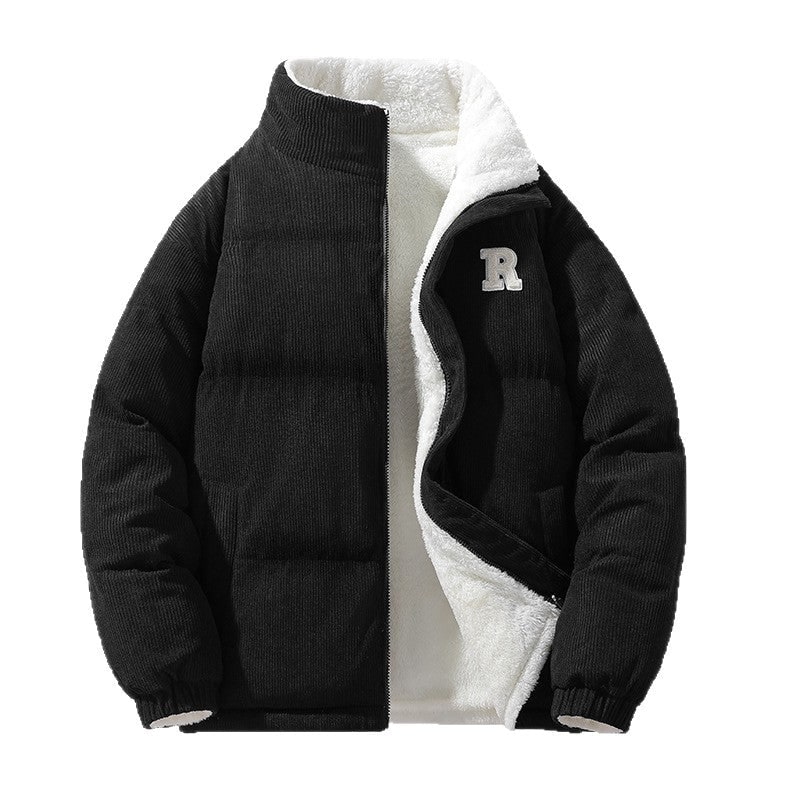 Women's Reversible Puffer Jacket with Quilted Sherpa Fleece and High Collar - Image 5