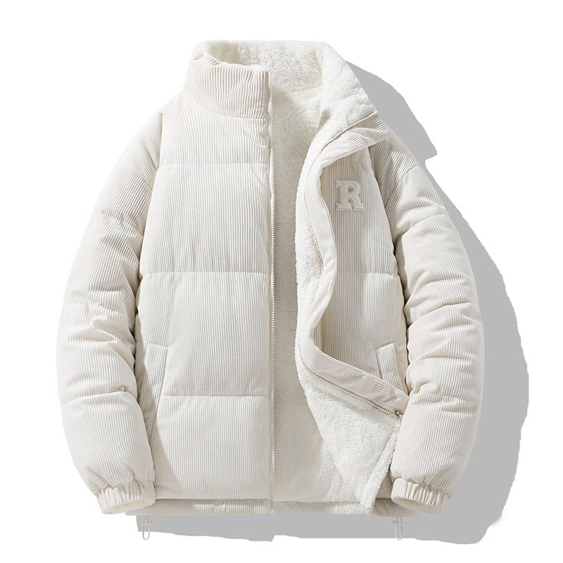 Women's Reversible Puffer Jacket with Quilted Sherpa Fleece and High Collar - Image 6