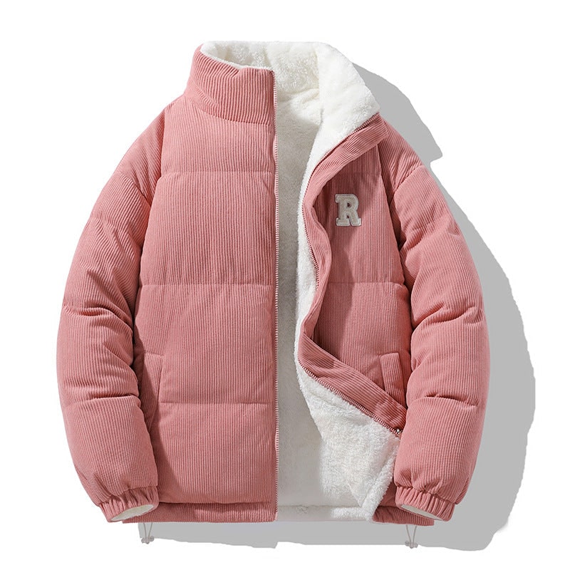 Women's Reversible Puffer Jacket with Quilted Sherpa Fleece and High Collar - Image 7