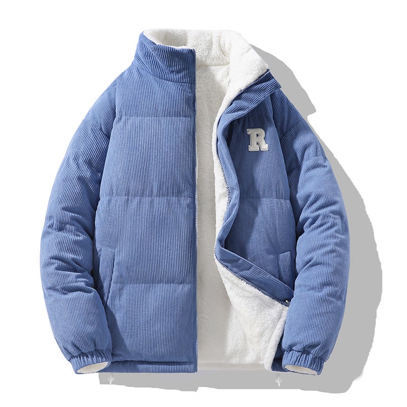 Women's Reversible Puffer Jacket with Quilted Sherpa Fleece and High Collar - Image 8