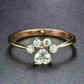 Womens Ring Paw Print Dog Crystal Rose Gold Band Design - Image 1