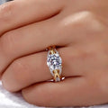 Women's Round Cut Cubic Zirconia Gold and Silver Engagement Ring Split Shank - Image 1