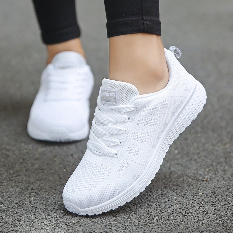 Women's Running Shoes Knit with Arch Support Lace-Up - Image 1