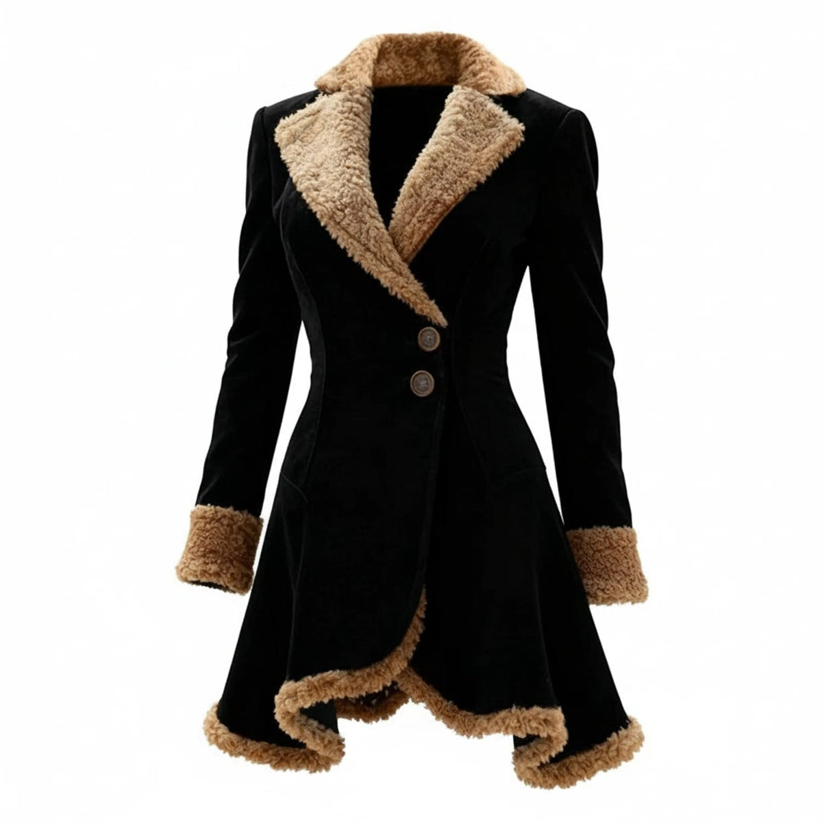 Women's Shearling Jacket with Faux Suede and Fur Trim Winter Coat - Image 3