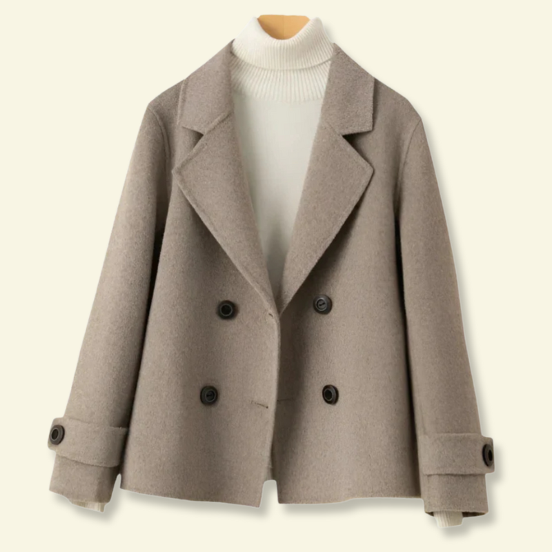 Women's Short Double-Breasted Coat Winter Casual Notched Lapel - Image 10