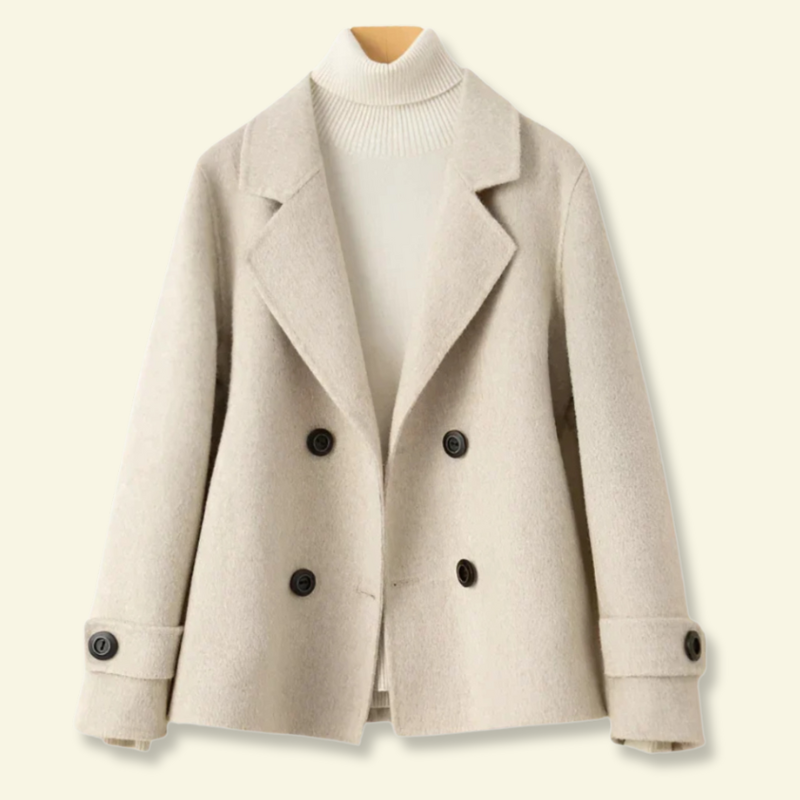Women's Short Double-Breasted Coat Winter Casual Notched Lapel - Image 11