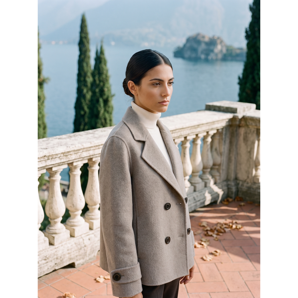 Women's Short Double-Breasted Coat Winter Casual Notched Lapel - Image 6