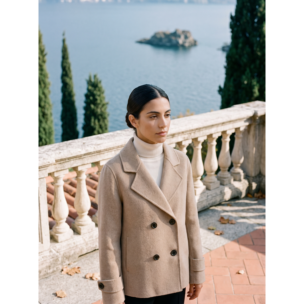 Women's Short Double-Breasted Coat Winter Casual Notched Lapel - Image 7