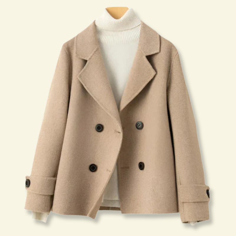 Women's Short Double-Breasted Coat Winter Casual Notched Lapel - Image 8