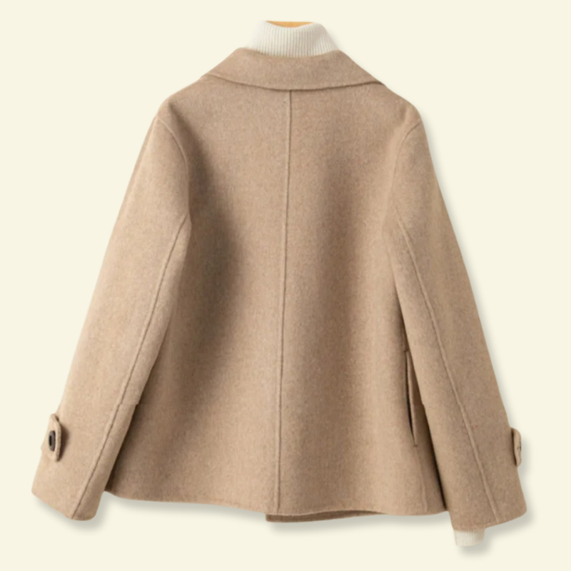 Women's Short Double-Breasted Coat Winter Casual Notched Lapel - Image 9