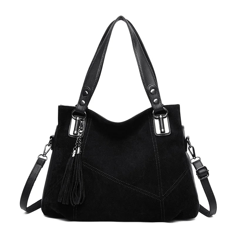 Women's Shoulder Bag Handbag Suede Leather with Dual Handles Structured - Image 10