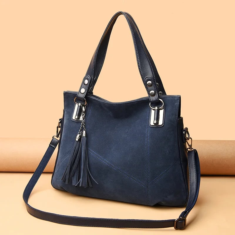 Women's Shoulder Bag Handbag Suede Leather with Dual Handles Structured - Image 11