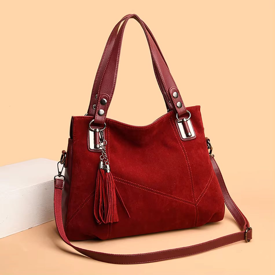 Women's Shoulder Bag Handbag Suede Leather with Dual Handles Structured - Image 13