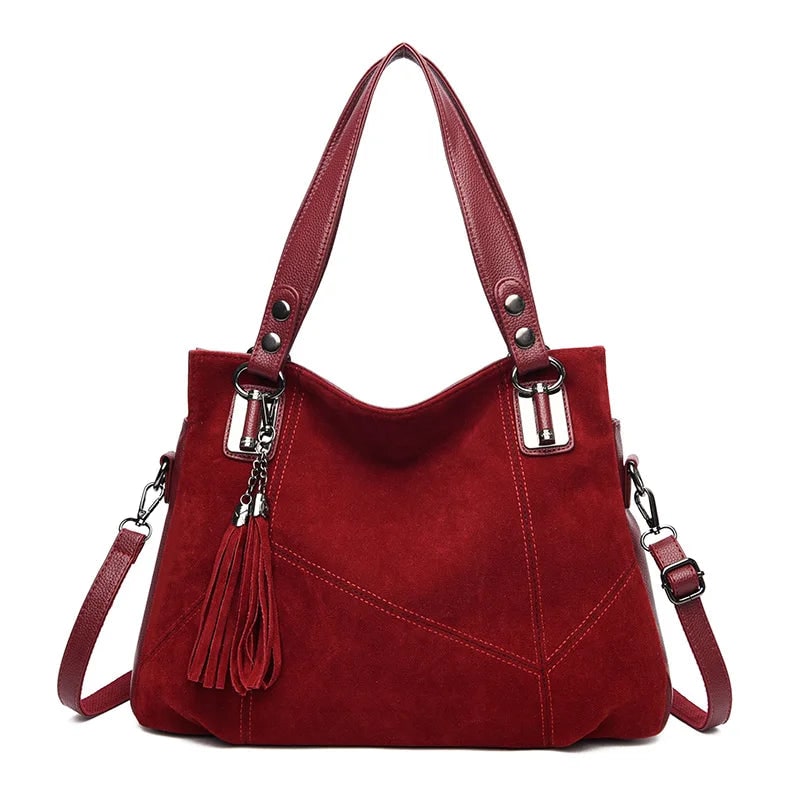 Women's Shoulder Bag Handbag Suede Leather with Dual Handles Structured - Image 14