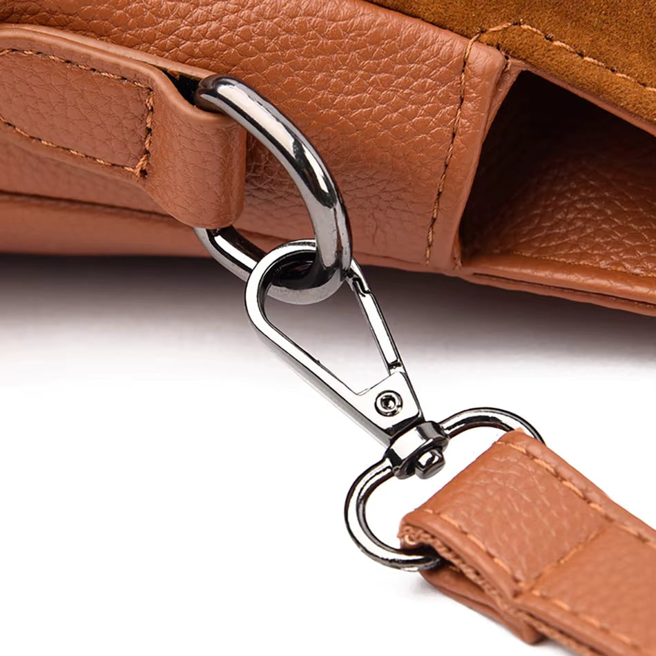 Women's Shoulder Bag Handbag Suede Leather with Dual Handles Structured - Image 2