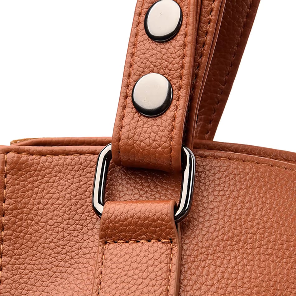 Women's Shoulder Bag Handbag Suede Leather with Dual Handles Structured - Image 5