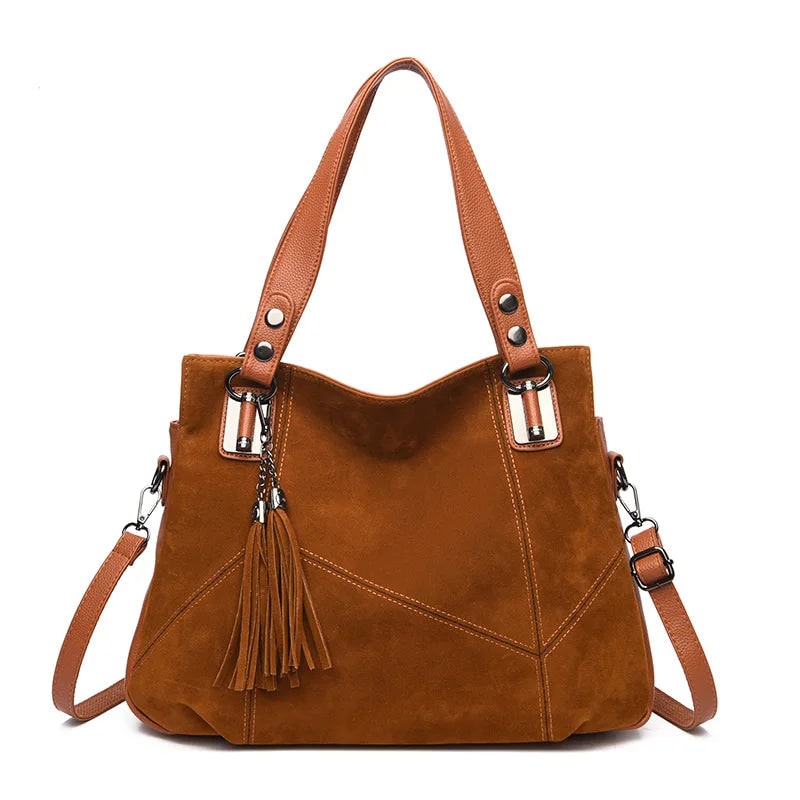 Women's Shoulder Bag Handbag Suede Leather with Dual Handles Structured - Image 7