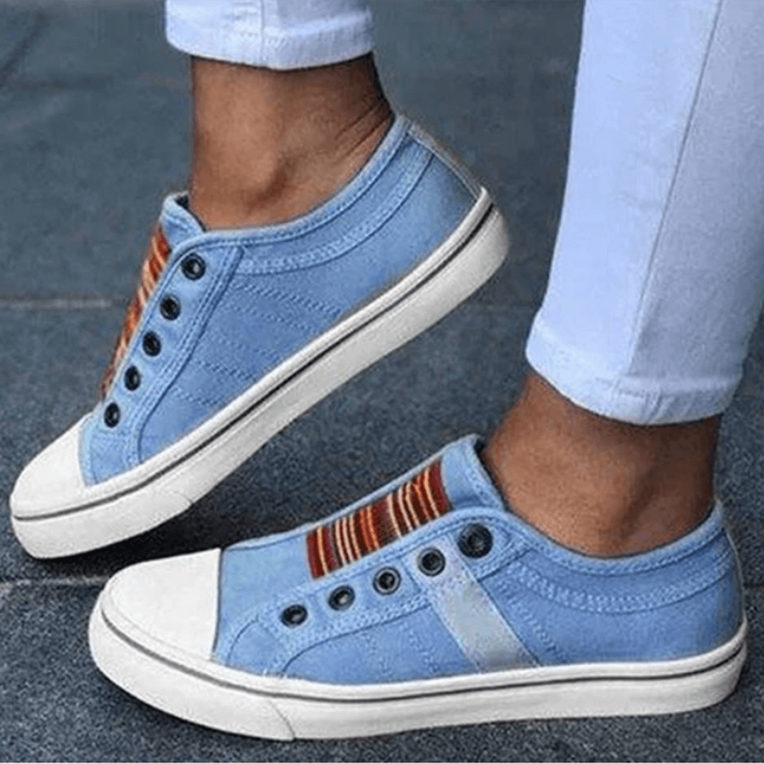 Women's Slip on Sneakers Non Work Resistant Canvas Laceless Trainers - Image 2