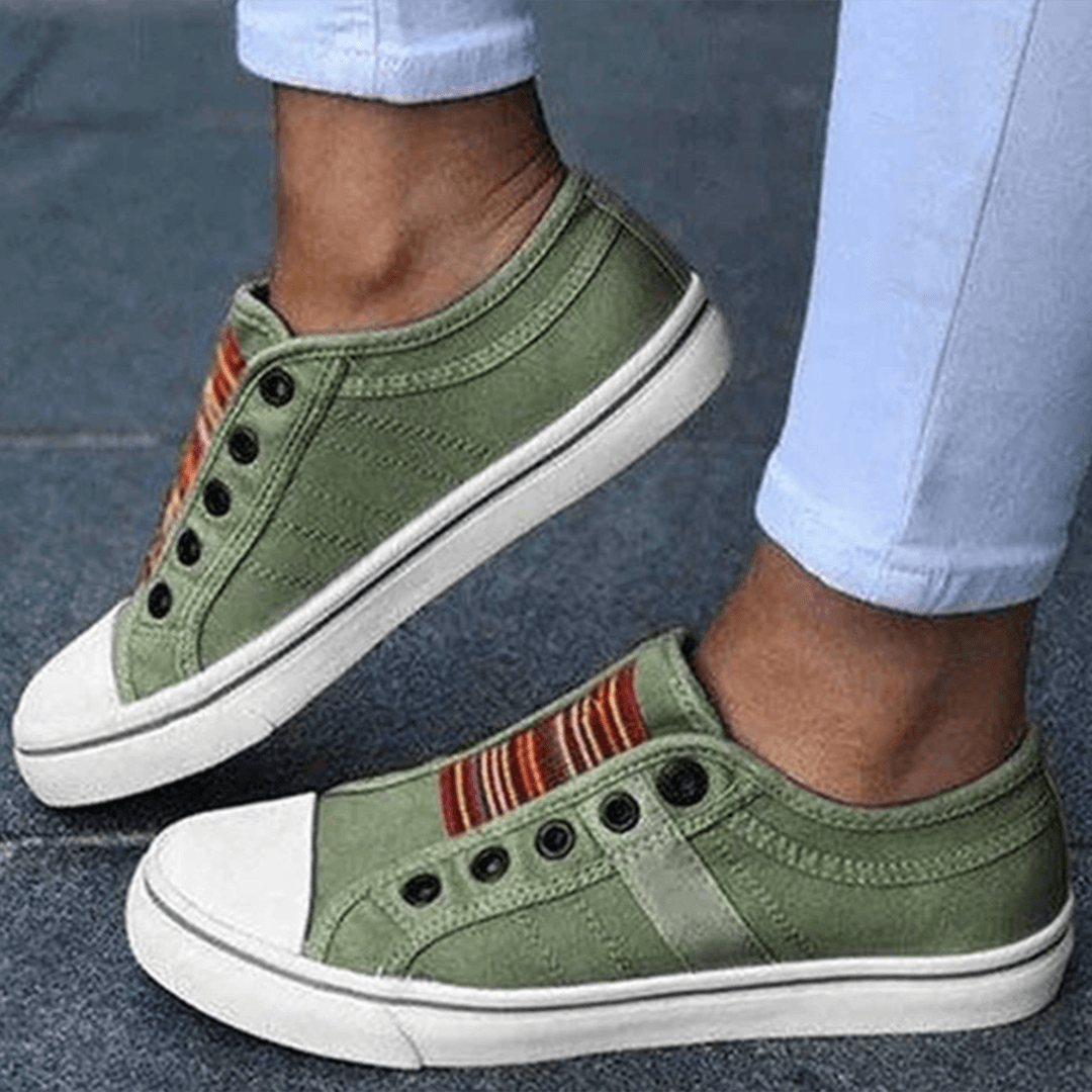 Women's Slip on Sneakers Non Work Resistant Canvas Laceless Trainers - Image 4