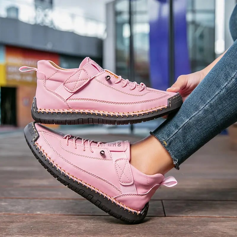 Women's Slip on Sneakers Walking Shoes with Padded Collar and Faux Leather Upper - Image 11