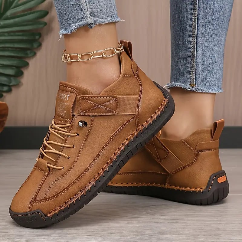 Women's Slip on Sneakers Walking Shoes with Padded Collar and Faux Leather Upper - Image 3