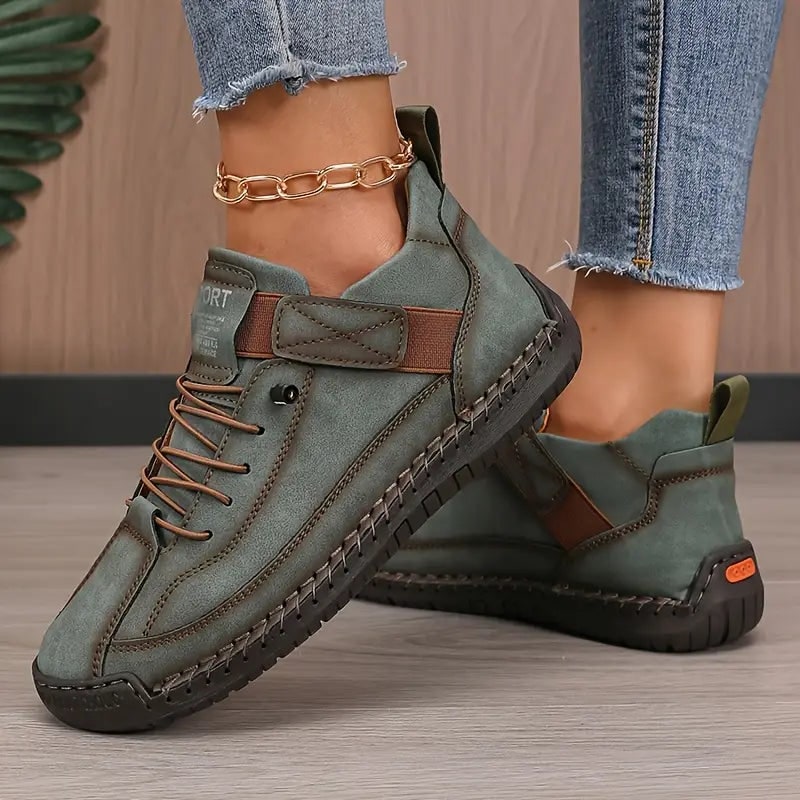 Women's Slip on Sneakers Walking Shoes with Padded Collar and Faux Leather Upper - Image 5