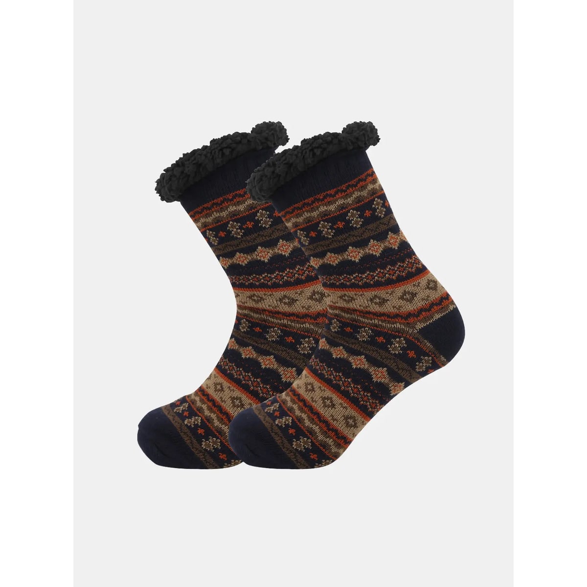 Women's Slipper Socks Non Slip with Fleece Lining and Cozy Knit Pattern - Image 1