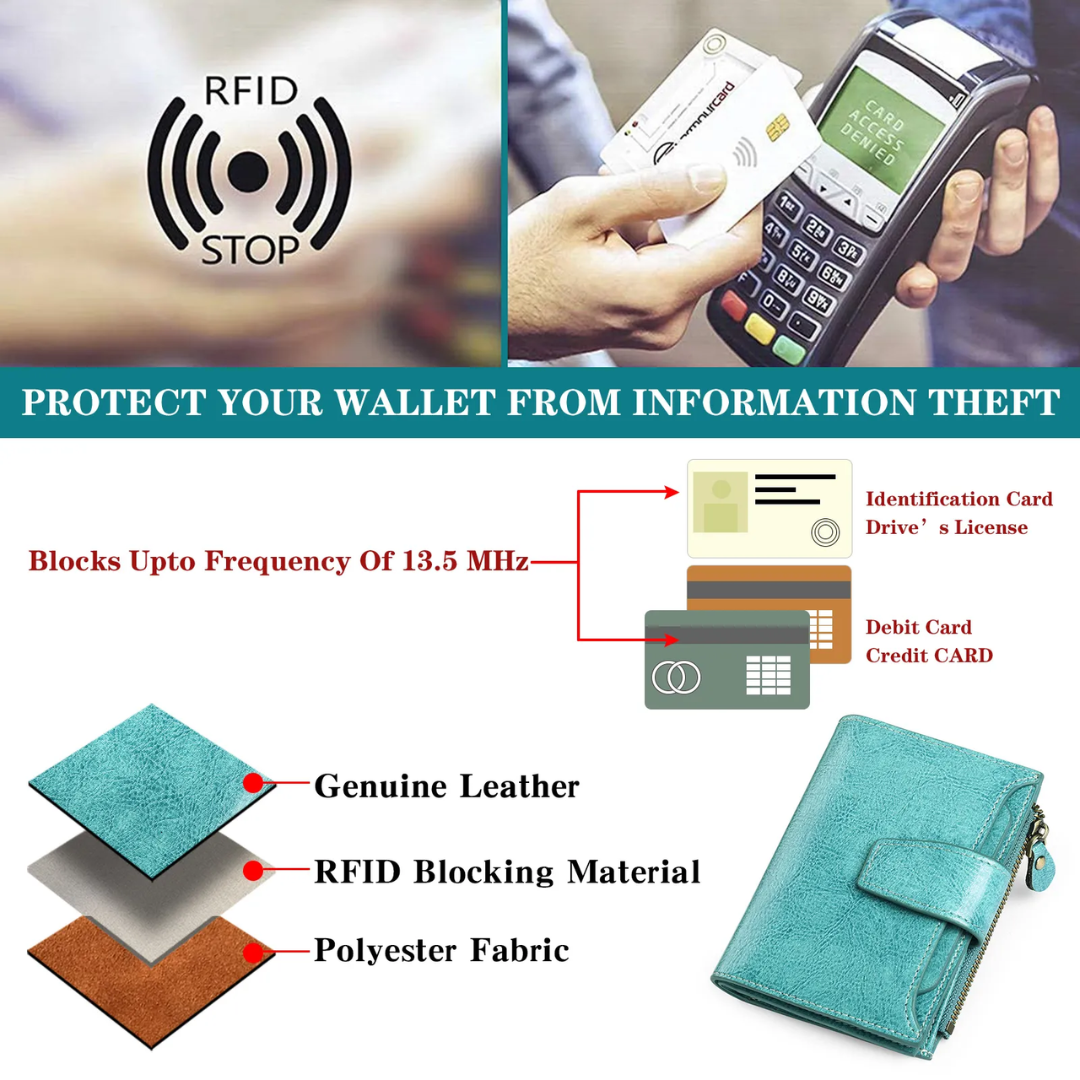 Women's Small Bifold Wallet with Zipper Coin Pocket and RFID Protection - Image 26