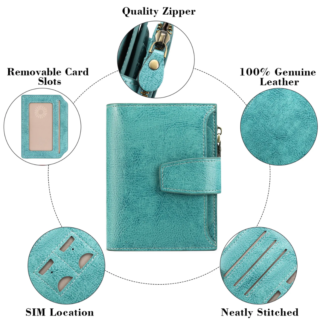 Women's Small Bifold Wallet with Zipper Coin Pocket and RFID Protection - Image 27