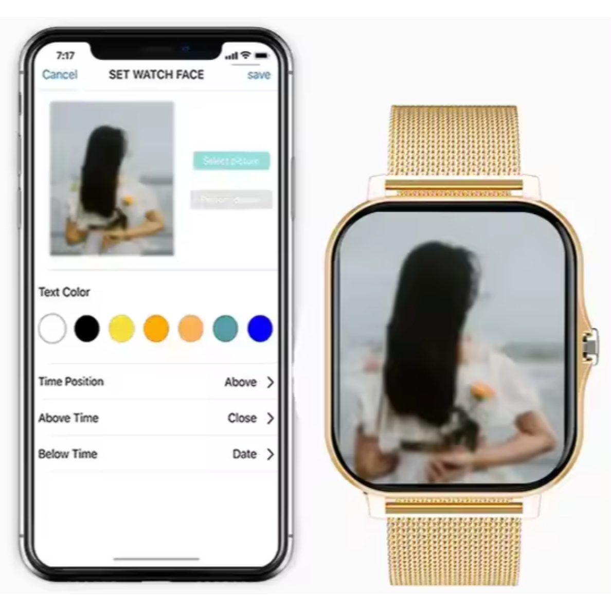 Women's Smartwatch with Rectangular Display Metal Mesh Strap and Health Tracking - Image 2