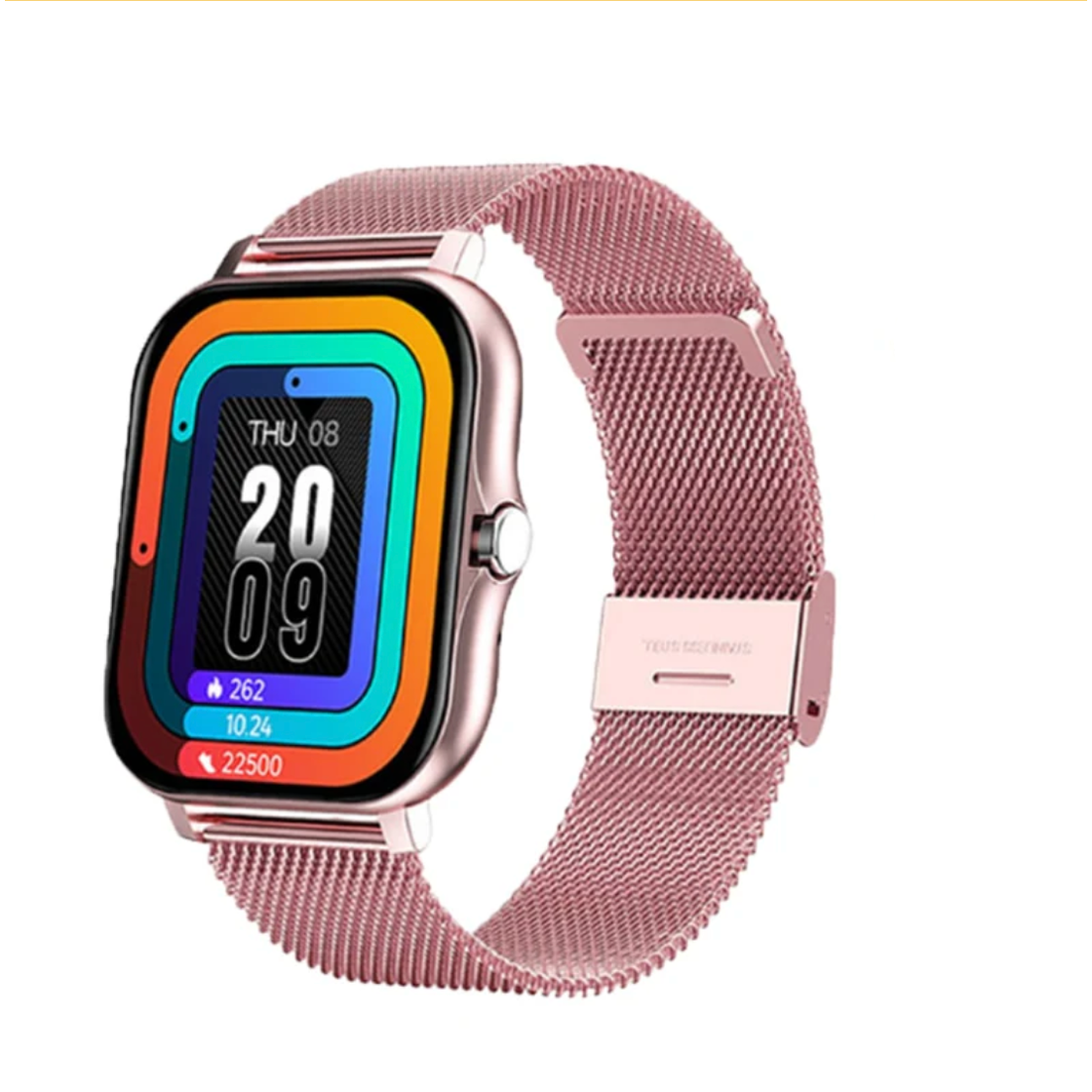 Women's Smartwatch with Rectangular Display Metal Mesh Strap and Health Tracking - Image 7