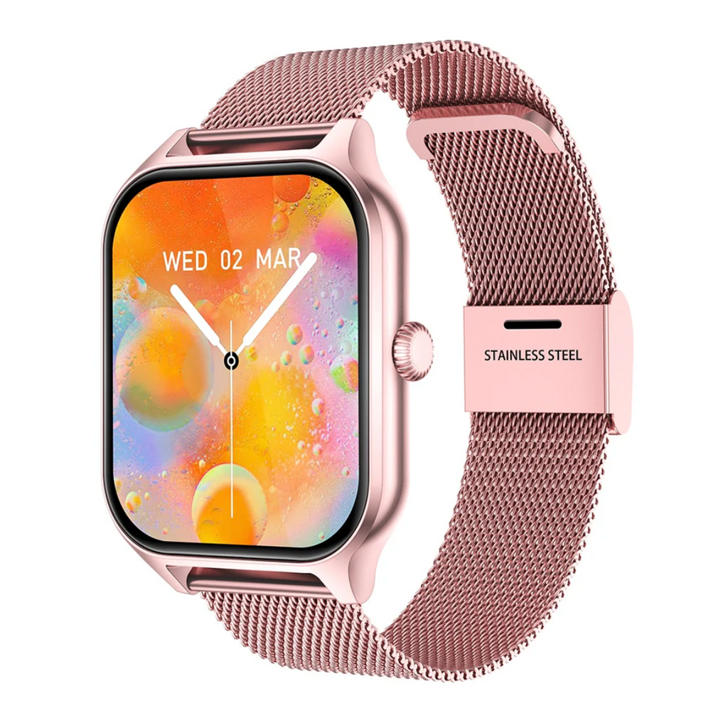Women's Smartwatch with Rectangular Display Metal Mesh Strap and Health Tracking - Image 8