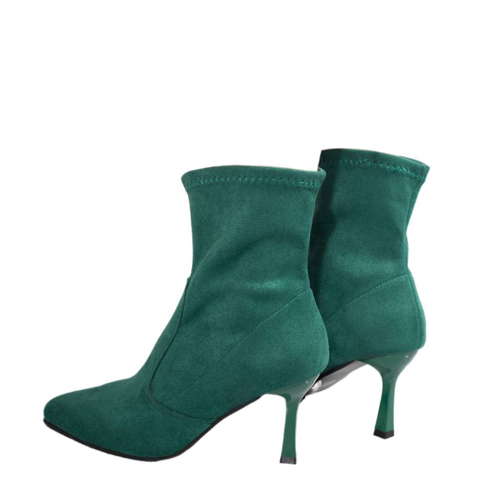 Women's Sock Boots Pointed Toe Stretch Pull-On Ankle with Stiletto Heel - Image 5