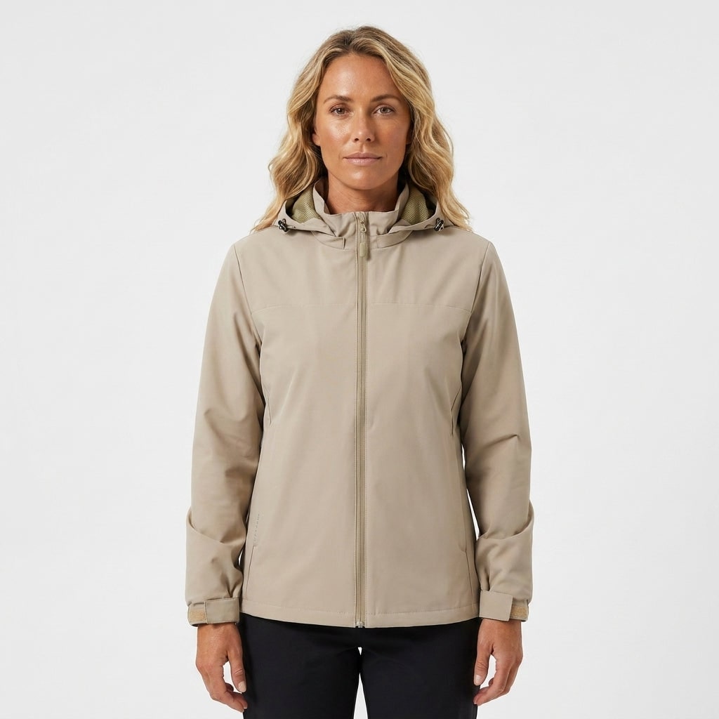 Women's Softshell Rain Jacket Hooded with Zip Pockets and Drawstring - Image 4