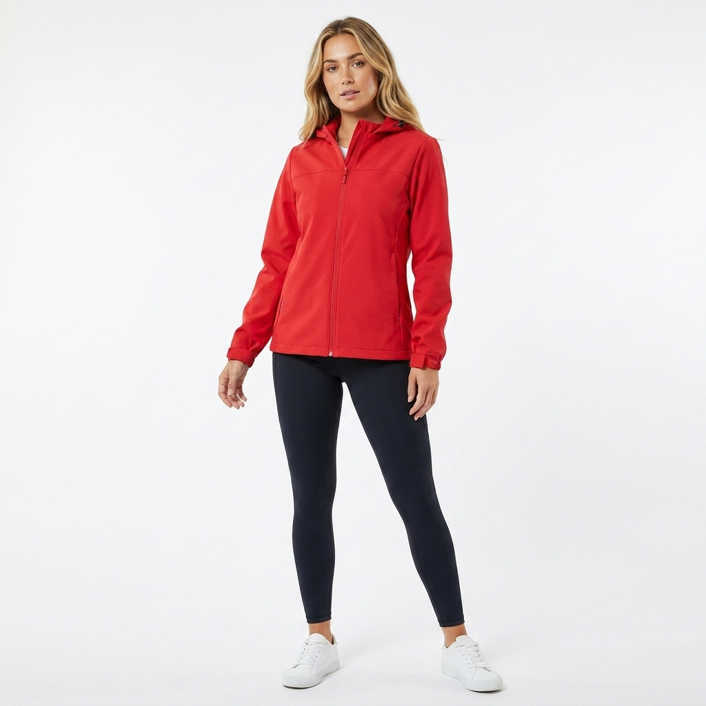 Women's Softshell Rain Jacket Hooded with Zip Pockets and Drawstring - Image 6