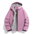 Women's Softshell Windbreaker Fleece Jacket with Hood and Zippered Pockets - Image 1