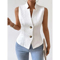 Women's Suit Vest Waistcoat Sleeveless Button with Textured Jacquard V-Neck - Image 1