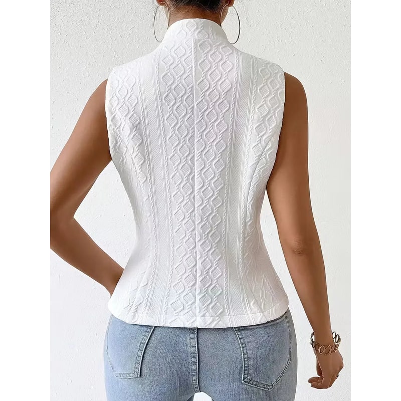 Women's Suit Vest Waistcoat Sleeveless Button with Textured Jacquard V-Neck - Image 2