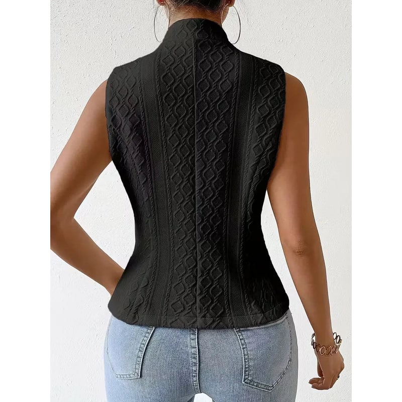 Women's Suit Vest Waistcoat Sleeveless Button with Textured Jacquard V-Neck - Image 5