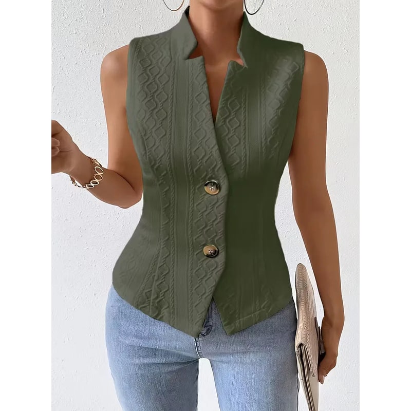 Women's Suit Vest Waistcoat Sleeveless Button with Textured Jacquard V-Neck - Image 7