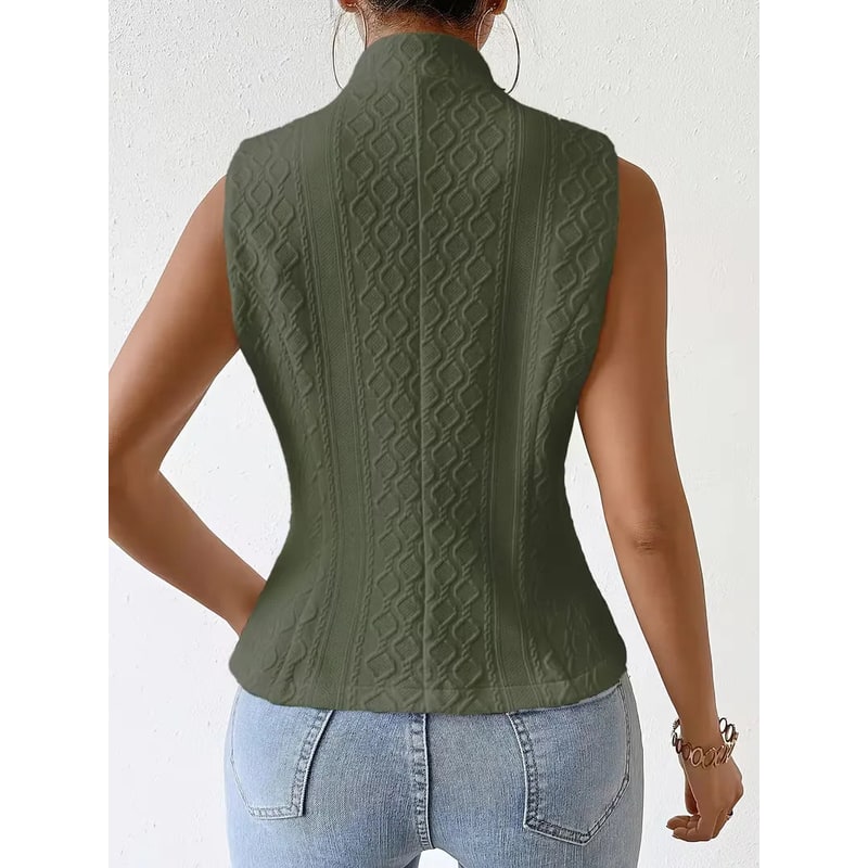 Women's Suit Vest Waistcoat Sleeveless Button with Textured Jacquard V-Neck - Image 8