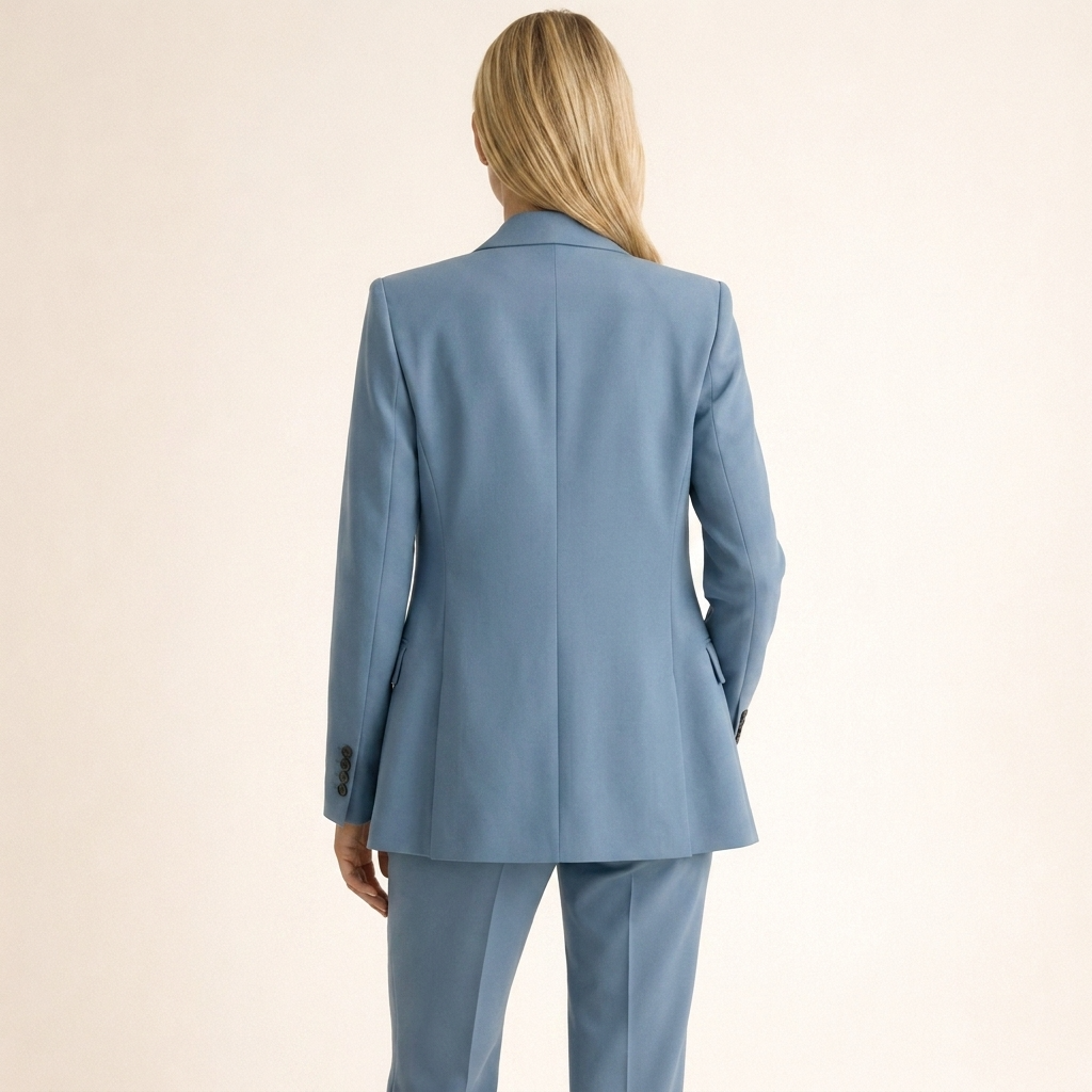 Women's Tailored Pantsuit Two Piece with Wide Leg Trousers and Notched Lapel Blazer - Image 12