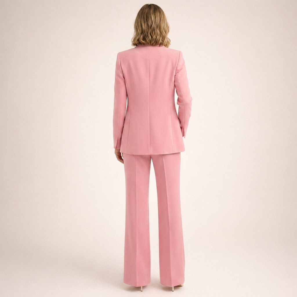 Women's Tailored Pantsuit Two Piece with Wide Leg Trousers and Notched Lapel Blazer - Image 14