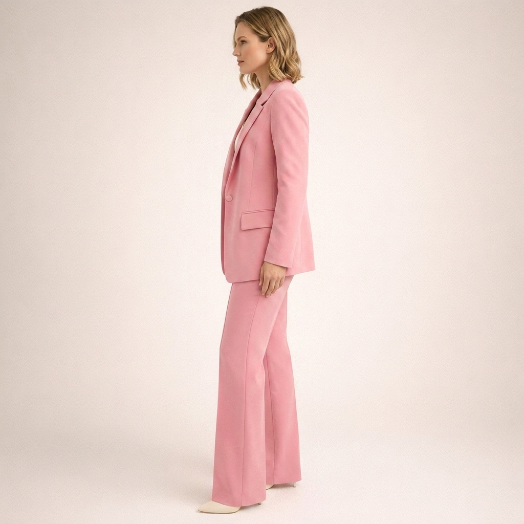 Women's Tailored Pantsuit Two Piece with Wide Leg Trousers and Notched Lapel Blazer - Image 15